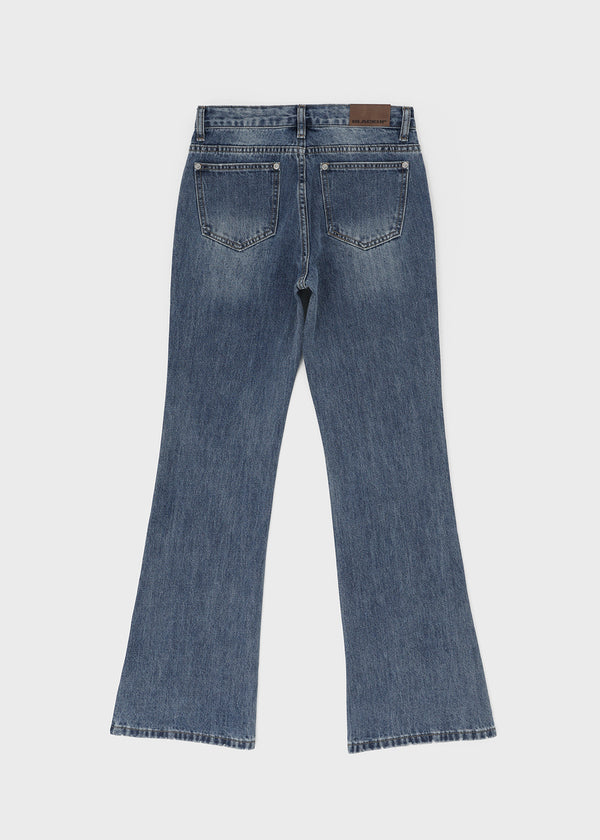 [B-DENIM] LOW NON SPAN BOOTS-CUT JEANS 057