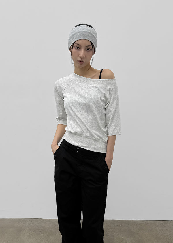 [MADE] Tealc Off-shoulder 3/4 Sleeve Sweatshirt
