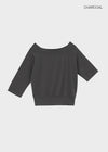 [MADE] Tealc Off-shoulder 3/4 Sleeve Sweatshirt