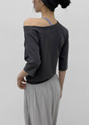 [MADE] Tealc Off-shoulder 3/4 Sleeve Sweatshirt