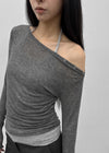 [MADE] Karen Off-shoulder Tencel Long Sleeve Tee
