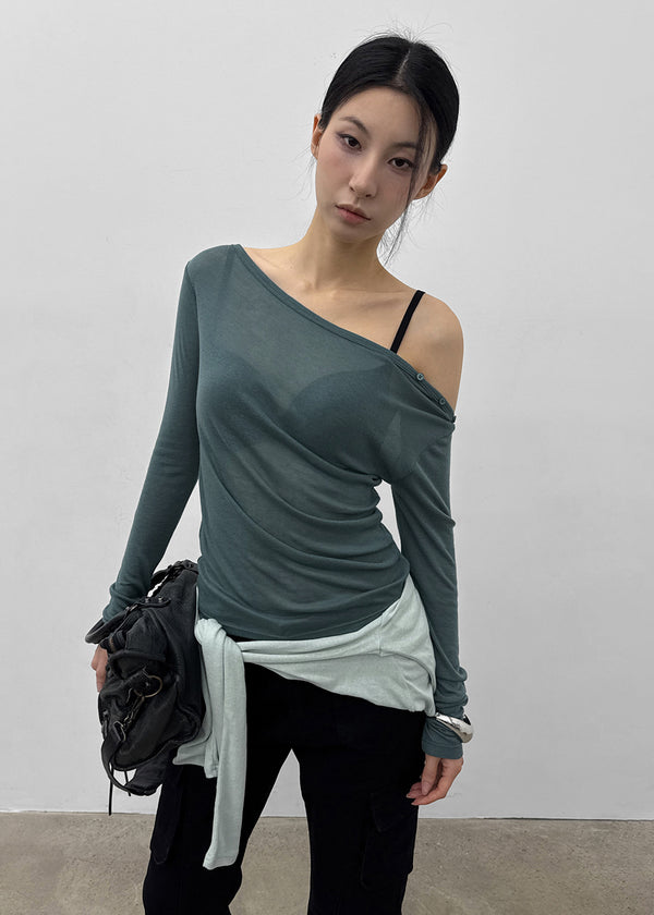 [MADE] Karen Off-shoulder Tencel Long Sleeve Tee