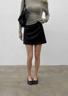 Tactile satin shirred mini skirt-pants