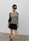 Tactile satin shirred mini skirt-pants