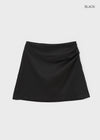 Tactile satin shirred mini skirt-pants