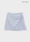 Tactile satin shirred mini skirt-pants
