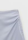 Tactile satin shirred mini skirt-pants