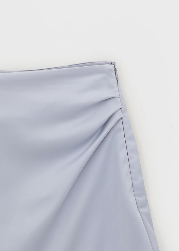 Tactile satin shirred mini skirt-pants