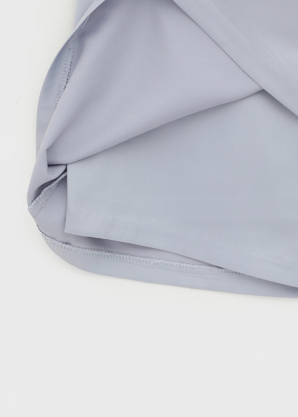 Tactile satin shirred mini skirt-pants