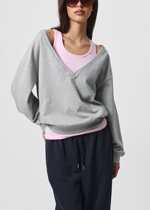 [B-BASIC] Mid-Sweat Deep V-Neck Sweatshirt