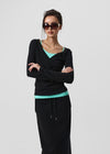 [B-BASIC] Ribbed V-Neck Wrap Long Sleeve Tee (2 SIZE)