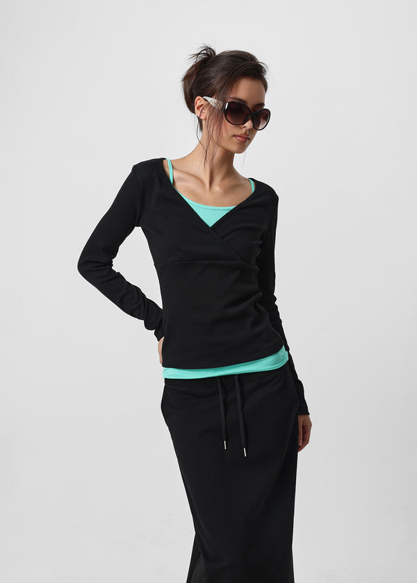 [B-BASIC] Mid-Sweat Low-Waist Elastic Long Skirt