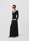 [B-BASIC] Mid-Sweat Low-Waist Elastic Long Skirt