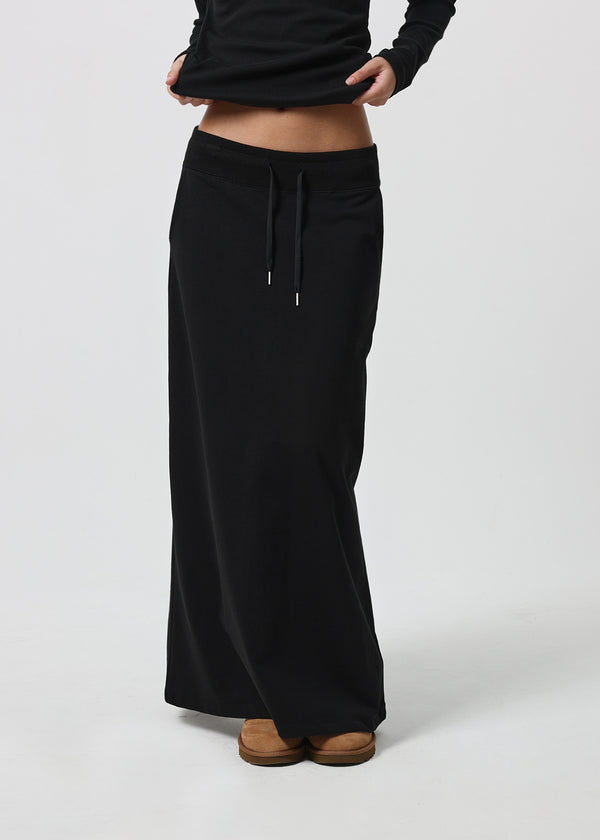 [B-BASIC] Mid-Sweat Low-Waist Elastic Long Skirt