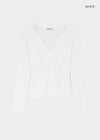 [B-BASIC] Ribbed V-Neck Wrap Long Sleeve Tee (2 SIZE)