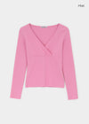 [B-BASIC] Ribbed V-Neck Wrap Long Sleeve Tee (2 SIZE)