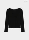 [B-BASIC] Ribbed V-Neck Wrap Long Sleeve Tee (2 SIZE)