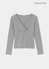 [B-BASIC] Ribbed V-Neck Wrap Long Sleeve Tee (2 SIZE)