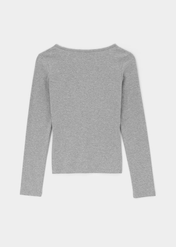 [B-BASIC] Ribbed V-Neck Wrap Long Sleeve Tee (2 SIZE)