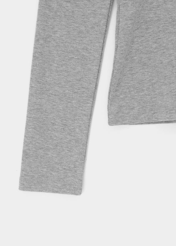 [B-BASIC] Ribbed V-Neck Wrap Long Sleeve Tee (2 SIZE)