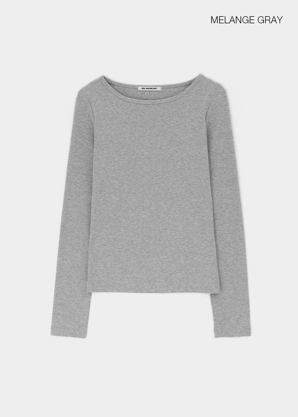 [B-BASIC] Ribbed Round Neck Long Sleeve Tee (2 SIZE)
