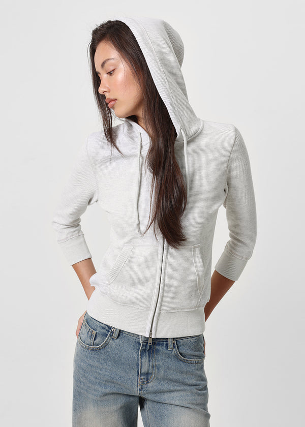 [B-BASIC] Waffle Slim Fit 3/4 Length Zip-Up Hoodie (2 SIZE)