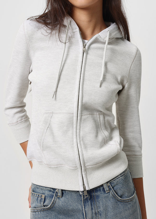 [B-BASIC] Waffle Slim Fit 3/4 Length Zip-Up Hoodie (2 SIZE)