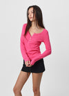 [B-BASIC] Ribbed Henley Neck Long Sleeve Tee (2 SIZE)