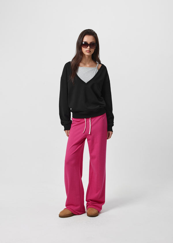 [B-BASIC] Mid-Sweat Deep V-Neck Sweatshirt