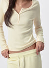[B-BASIC] Ribbed Henley Neck Long Sleeve Tee (2 SIZE)