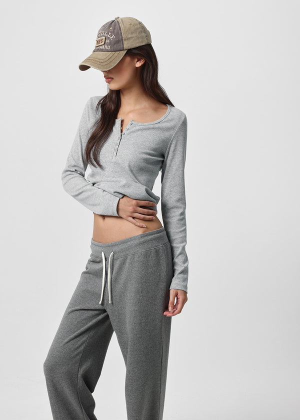 [B-BASIC] Ribbed Henley Neck Long Sleeve Tee (2 SIZE)