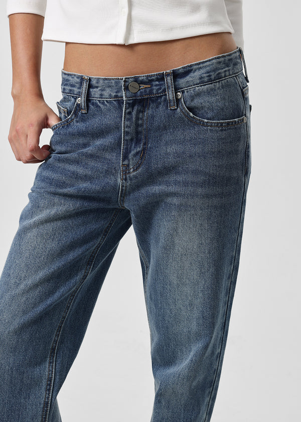 [B-DENIM] LOW NON SPAN BOOTS-CUT JEANS 057