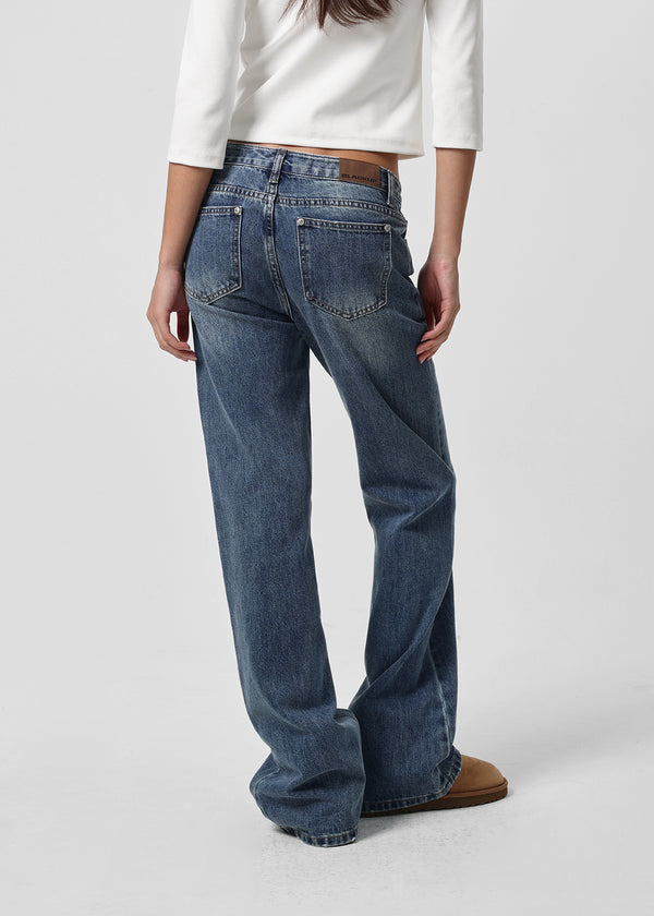 [B-DENIM] LOW NON SPAN BOOTS-CUT JEANS 057