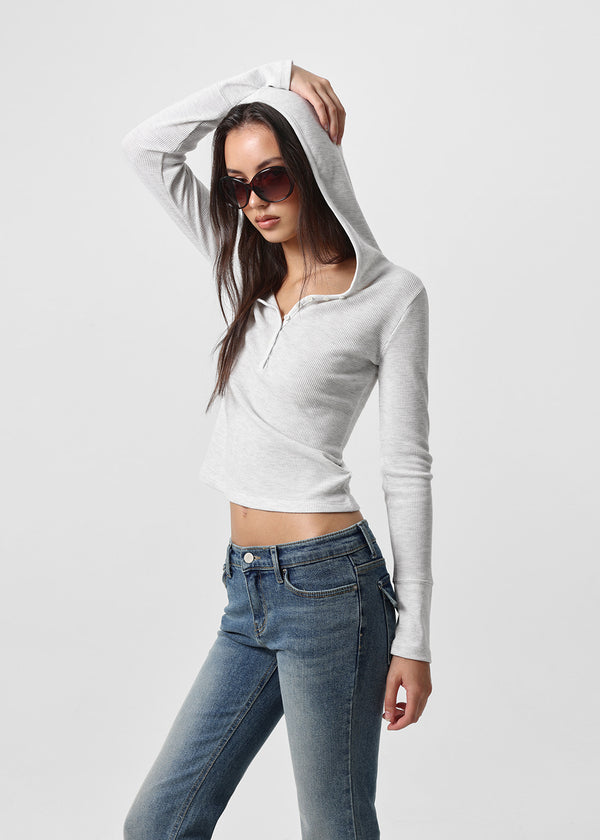 [B-BASIC] Waffle Slim Long-Sleeve Hoodie