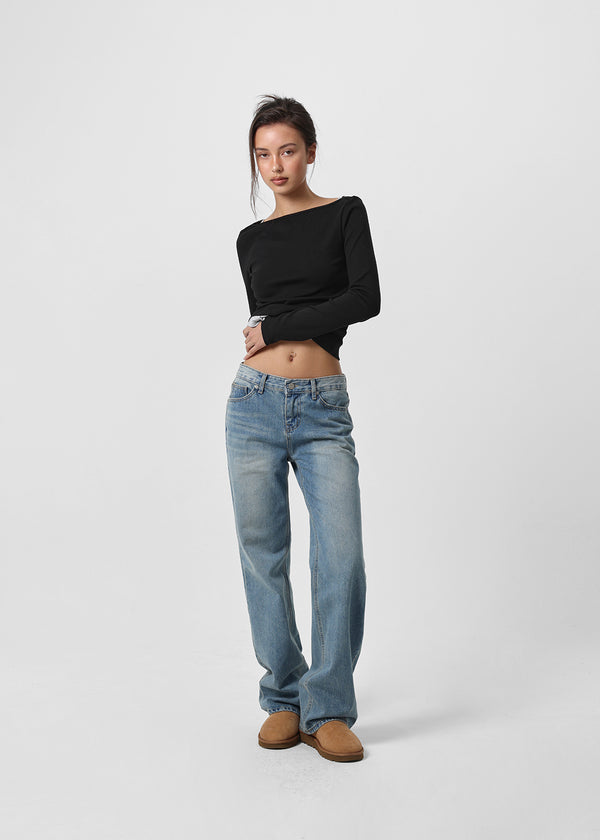 [B-DENIM] LOW STRAIGHT JEANS 060