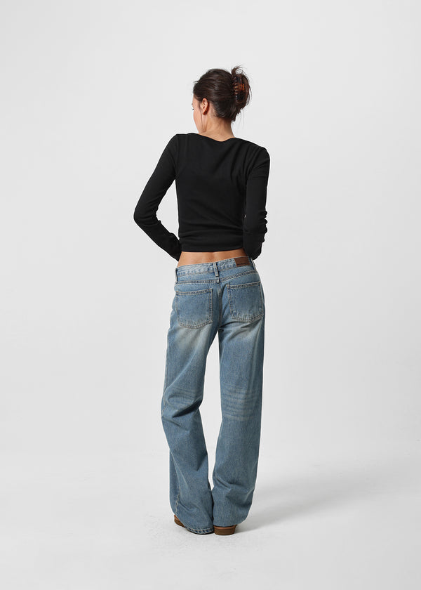 [B-DENIM] LOW STRAIGHT JEANS 060