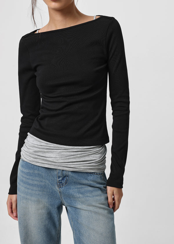 [B-BASIC] Tension Standard Boat Neck Long Sleeve Tee (3 SIZE)