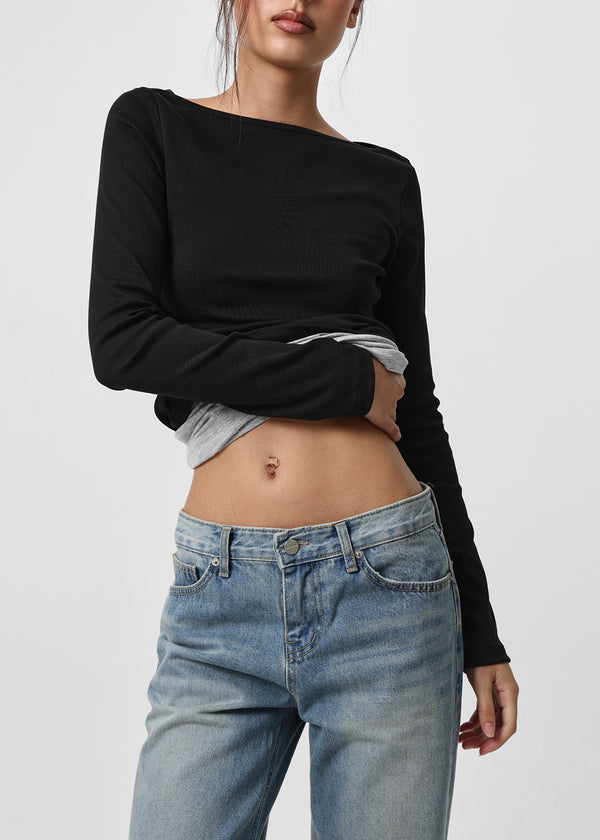 [B-BASIC] Tension Standard Boat Neck Long Sleeve Tee (3 SIZE)
