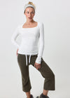 [B-BASIC] Ribbed Square Neck Long Sleeve Tee (2 SIZE)