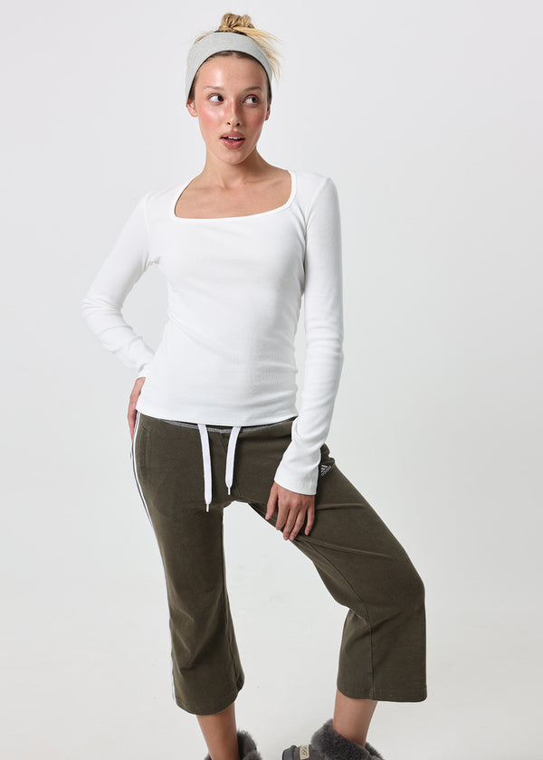 [B-BASIC] Ribbed Square Neck Long Sleeve Tee (2 SIZE)