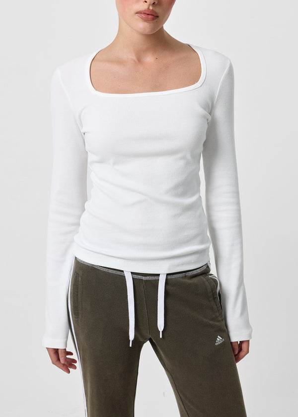 [B-BASIC] Ribbed Square Neck Long Sleeve Tee (2 SIZE)