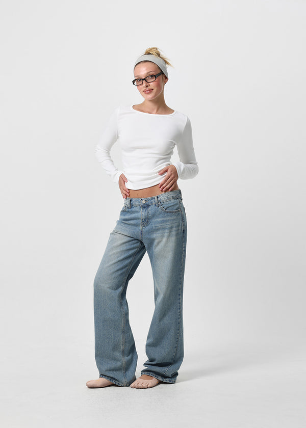 [B-DENIM] LOW STRAIGHT JEANS 060
