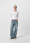 [B-BASIC] Ribbed Round Neck Long Sleeve Tee (2 SIZE)