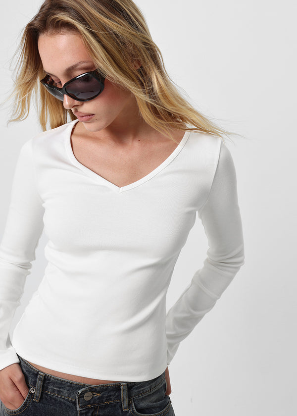 [B-BASIC] Tension Standard V-Neck Long Sleeve T-Shirt (3 SIZE)