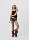 [B-BASIC] Basic Cotton Spandex Strap Square Neck Sleeveless (Built-in Cups) (2 SIZE)