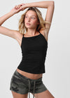 [B-BASIC] Basic Cotton Spandex Strap Square Neck Sleeveless (Built-in Cups) (2 SIZE)