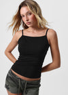 [B-BASIC] Basic Cotton Spandex Strap Square Neck Sleeveless (Built-in Cups) (2 SIZE)