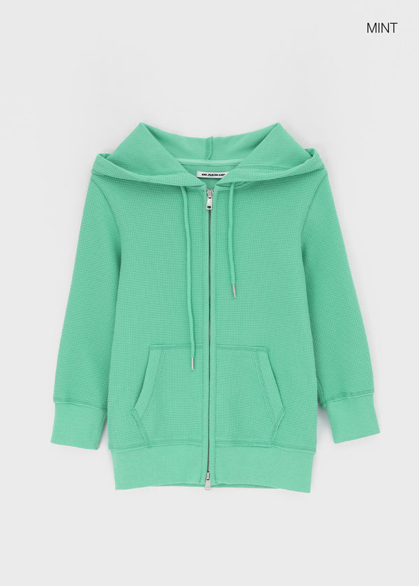[B-BASIC] Waffle Slim Fit 3/4 Length Zip-Up Hoodie (2 SIZE)
