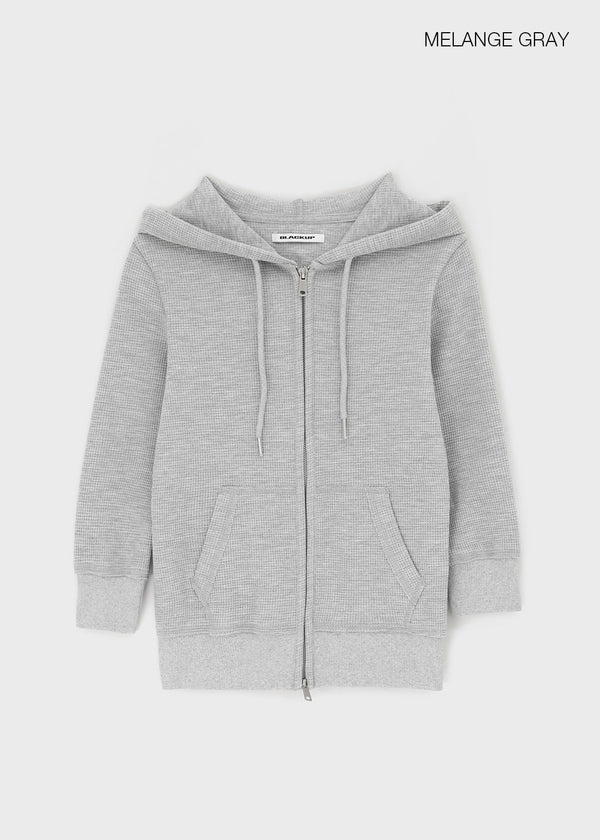 [B-BASIC] Waffle Slim Fit 3/4 Length Zip-Up Hoodie (2 SIZE)