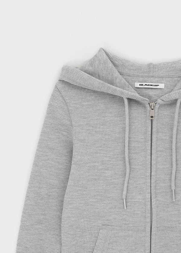 [B-BASIC] Waffle Slim Fit 3/4 Length Zip-Up Hoodie (2 SIZE)